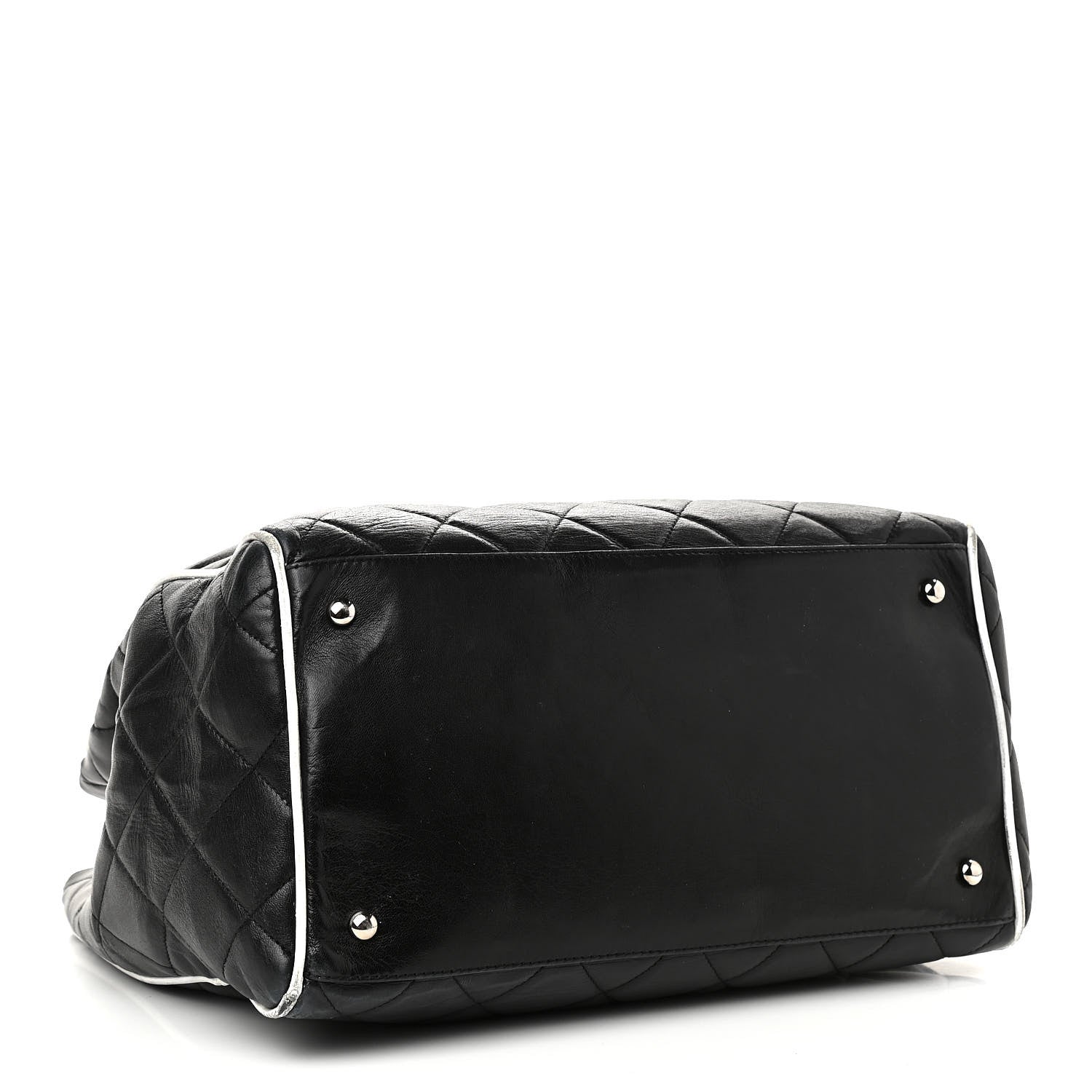 Chanel Lambskin Quilted Tote Black White 4 of 17