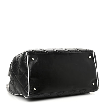 Chanel Lambskin Quilted Tote Black White 4 of 17