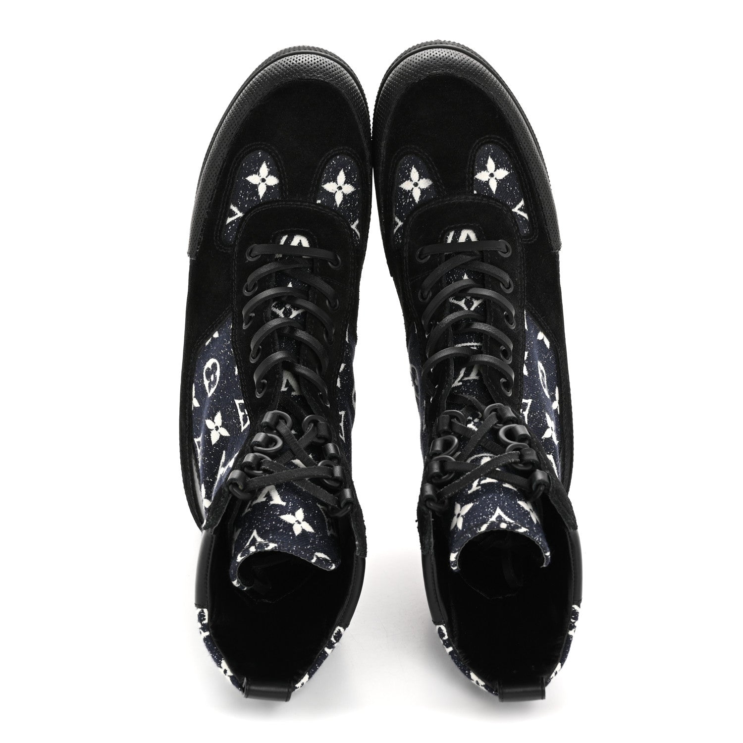 Louis Vuitton Calfskin Monogram Denim Laureate Platform Desert Boots 38.5 Navy Blue 2 of 10