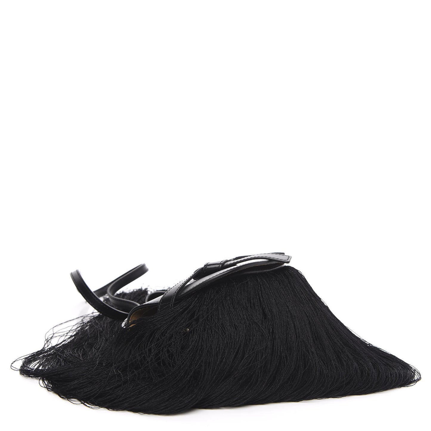 Calfskin Mini Fringe Gate Crossbody Bag Black
