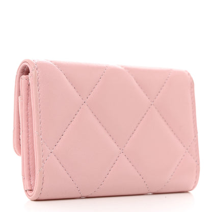 Chanel Lambskin Quilted Chanel 19 Flap Card Holder Light Pink 3 of 9