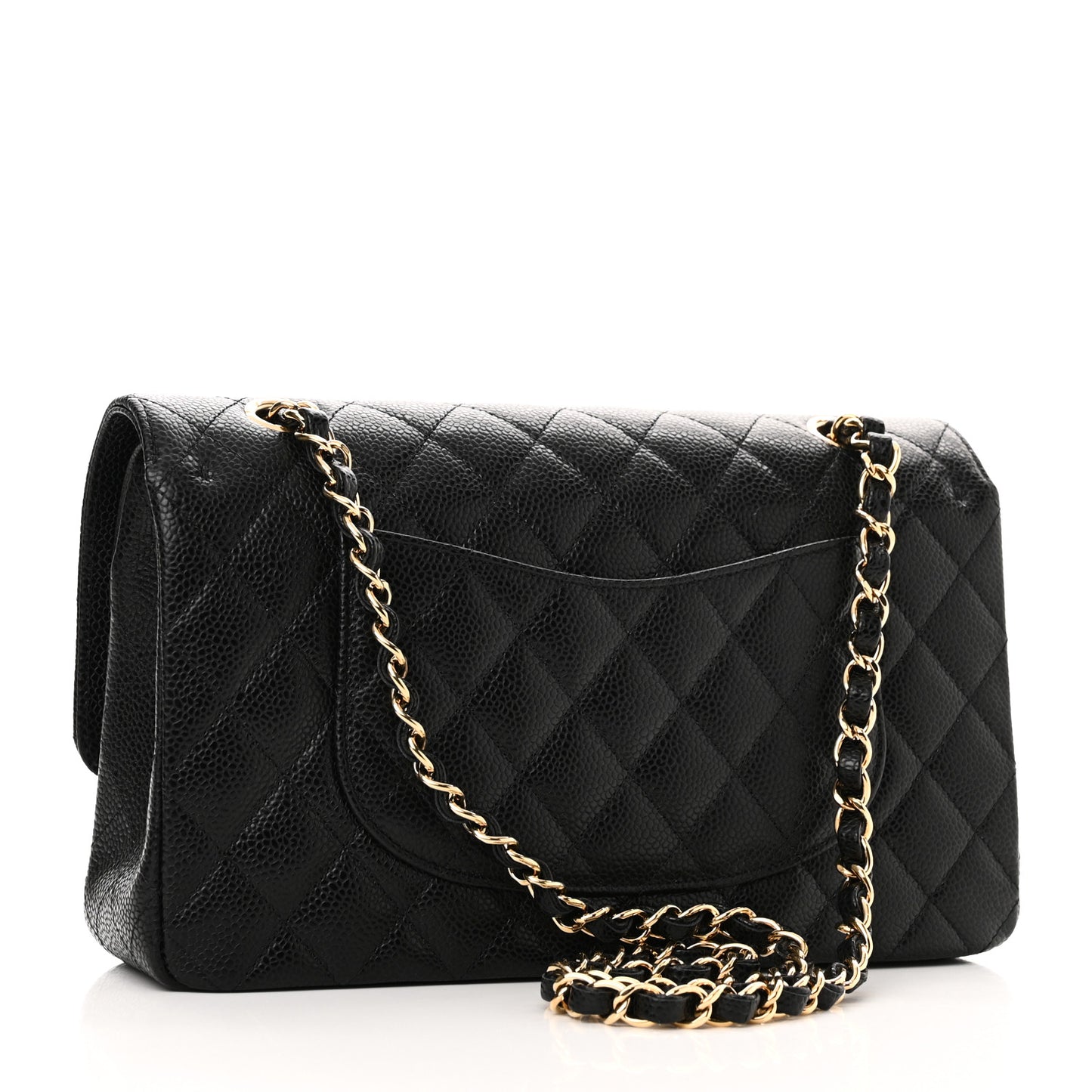 Caviar Quilted Medium Double Flap Black
