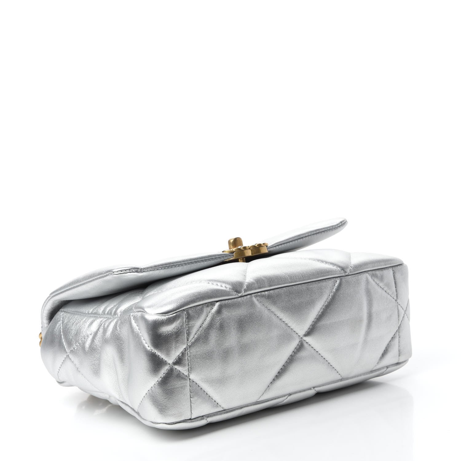 Chanel Metallic Lambskin Quilted Medium Chanel 19 Flap Silver 4 of 10