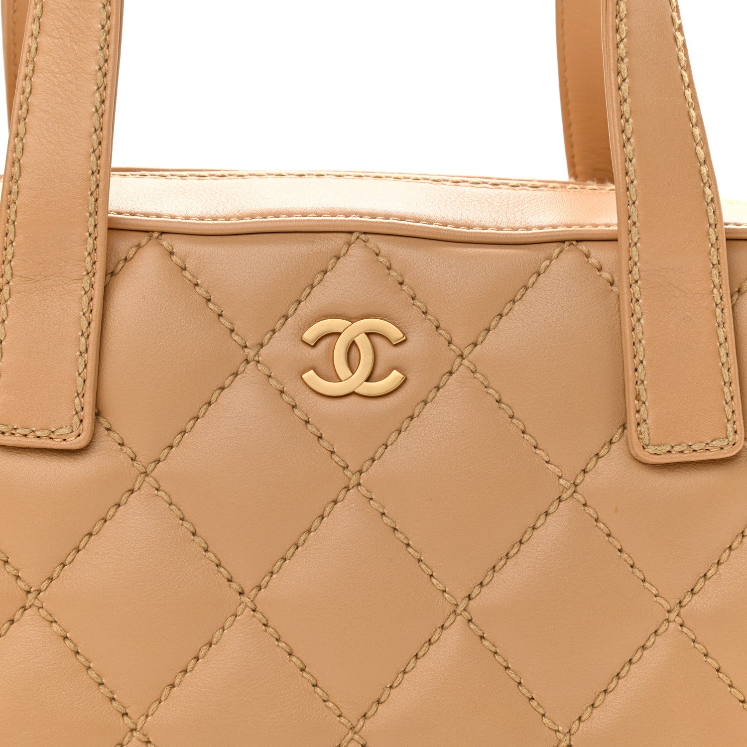 Chanel Calfskin Stitch Surpique Bowler Beige 8 of 10