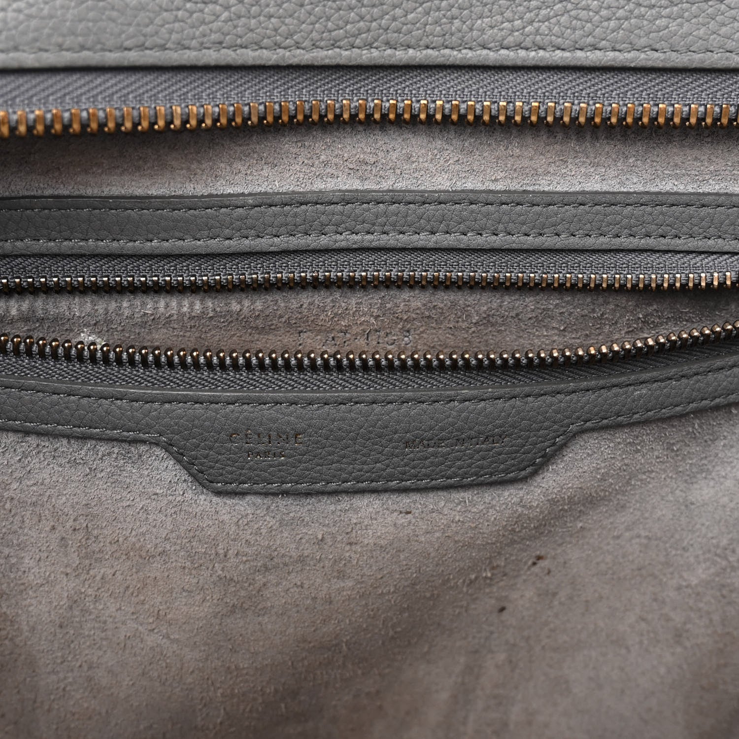 Celine Drummed Calfskin Mini Luggage Kohl 6 of 15