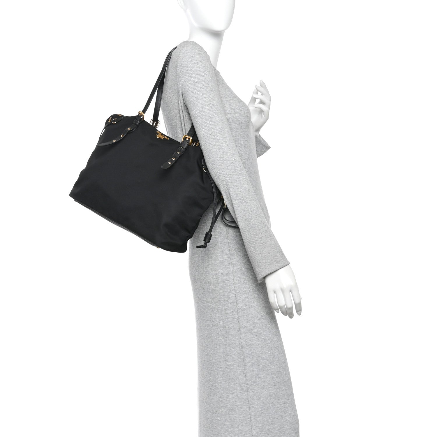Prada Tessuto Nylon Saffiano Tote Black 2 of 10