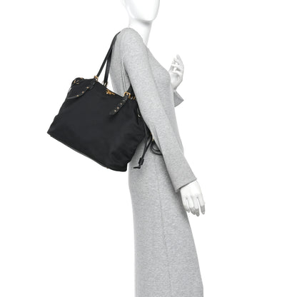 Prada Tessuto Nylon Saffiano Tote Black 2 of 10