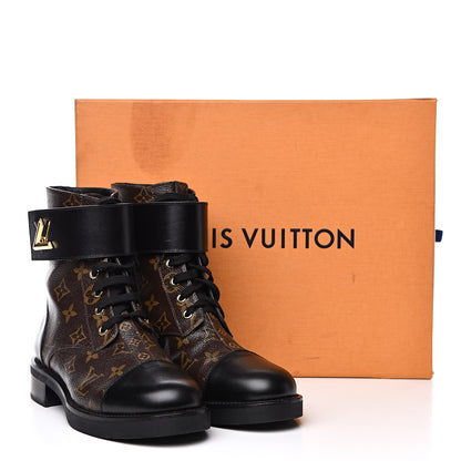 Louis Vuitton Calfskin Monogram Wonderland Flat Ranger Boots 39 Black 8 of 8