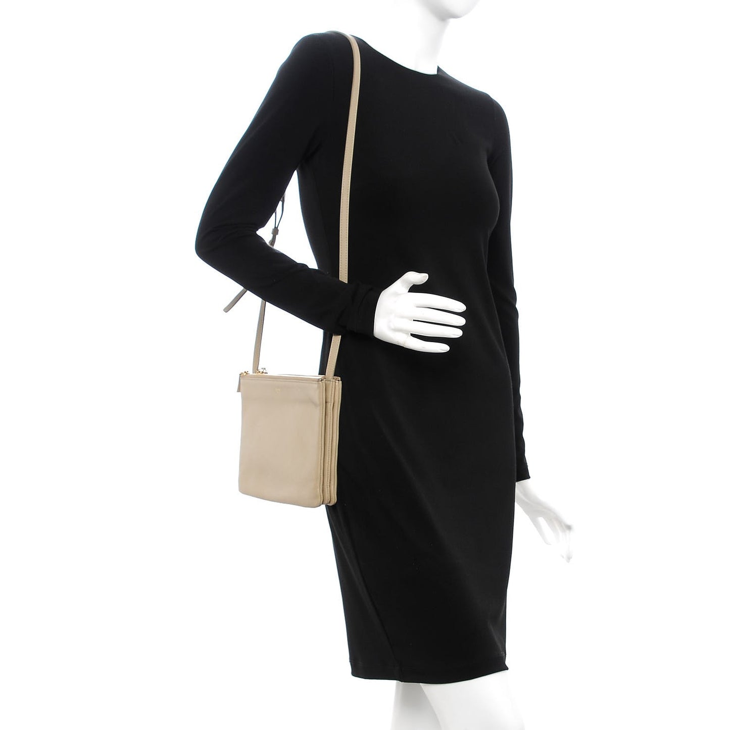 Lambskin Large Trio Crossbody Bag Beige