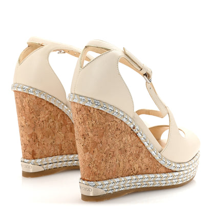 Jimmy Choo Lambskin Cork Dakota 120 Wedge Sandals 35 Off White 5 of 8