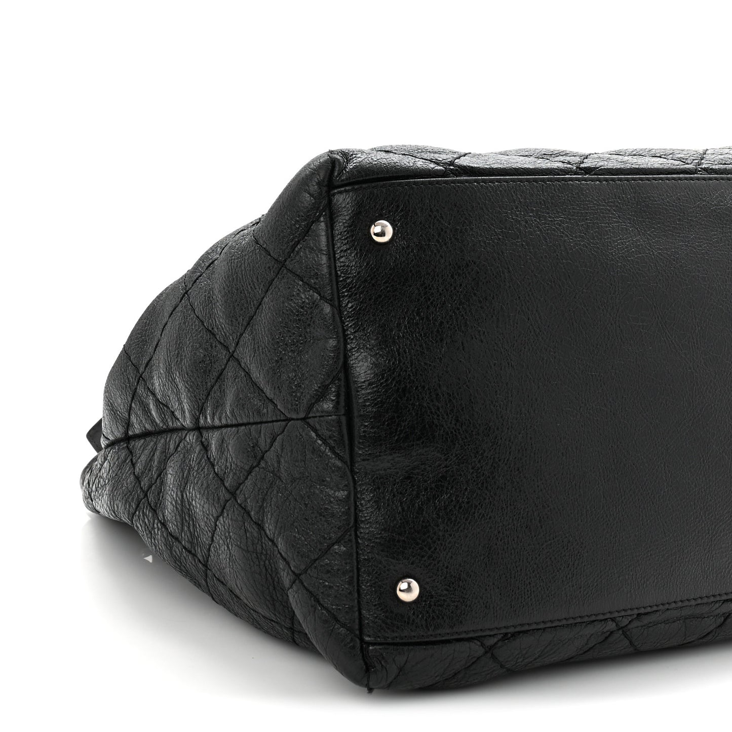 Glazed Calfskin On The Road Drawstring Tote Black