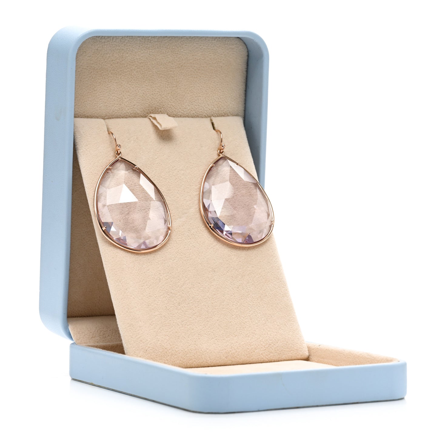 18K Rose Gold Amethyst Large Classic Pear Drop Earrings