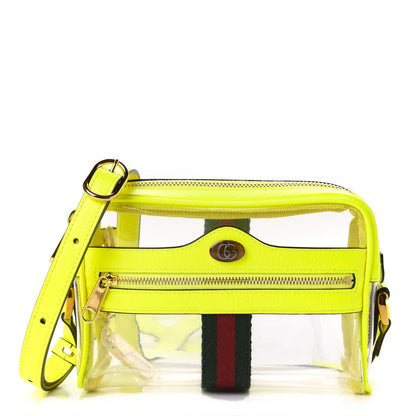 Gucci Vinyl Web Mini Ophidia Transparent Shoulder Bag Yellow Fluo 1 of 9