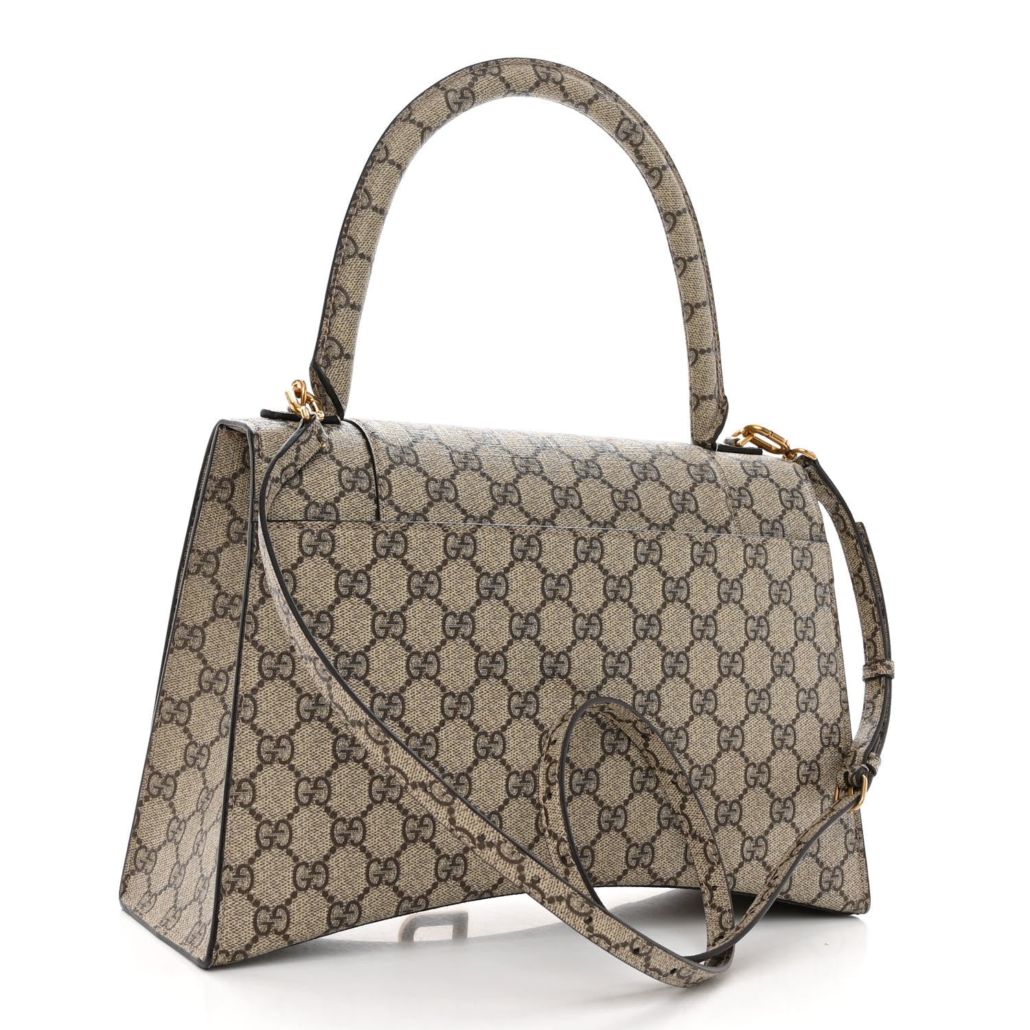 Balenciaga X GUCCI GG Supreme Monogram Medium Hourglass Top Handle Bag Beige Ebony 3 of 9