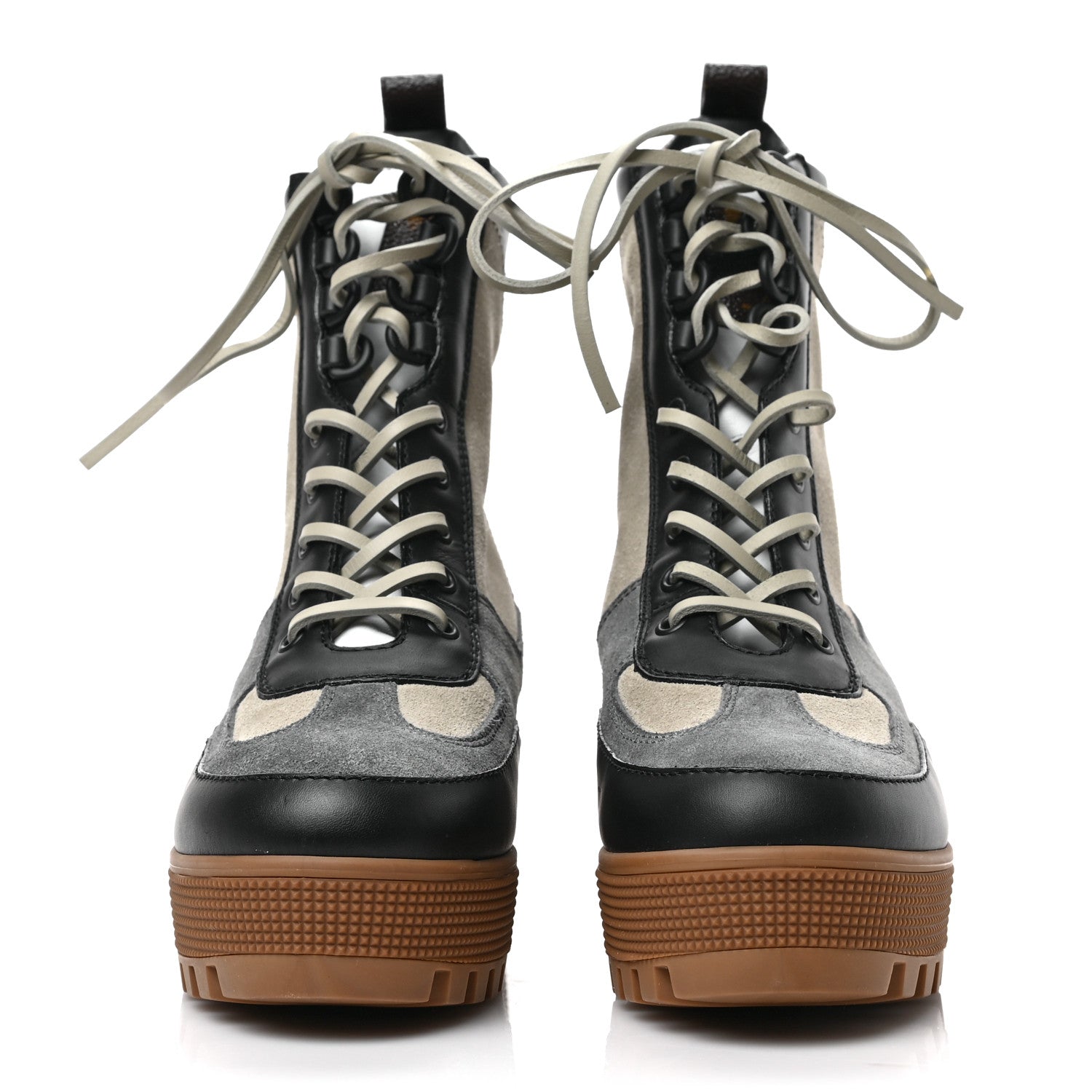 Louis Vuitton Suede Calfskin Monogram Platform Desert Boots 37 Dark Gray 2 of 6