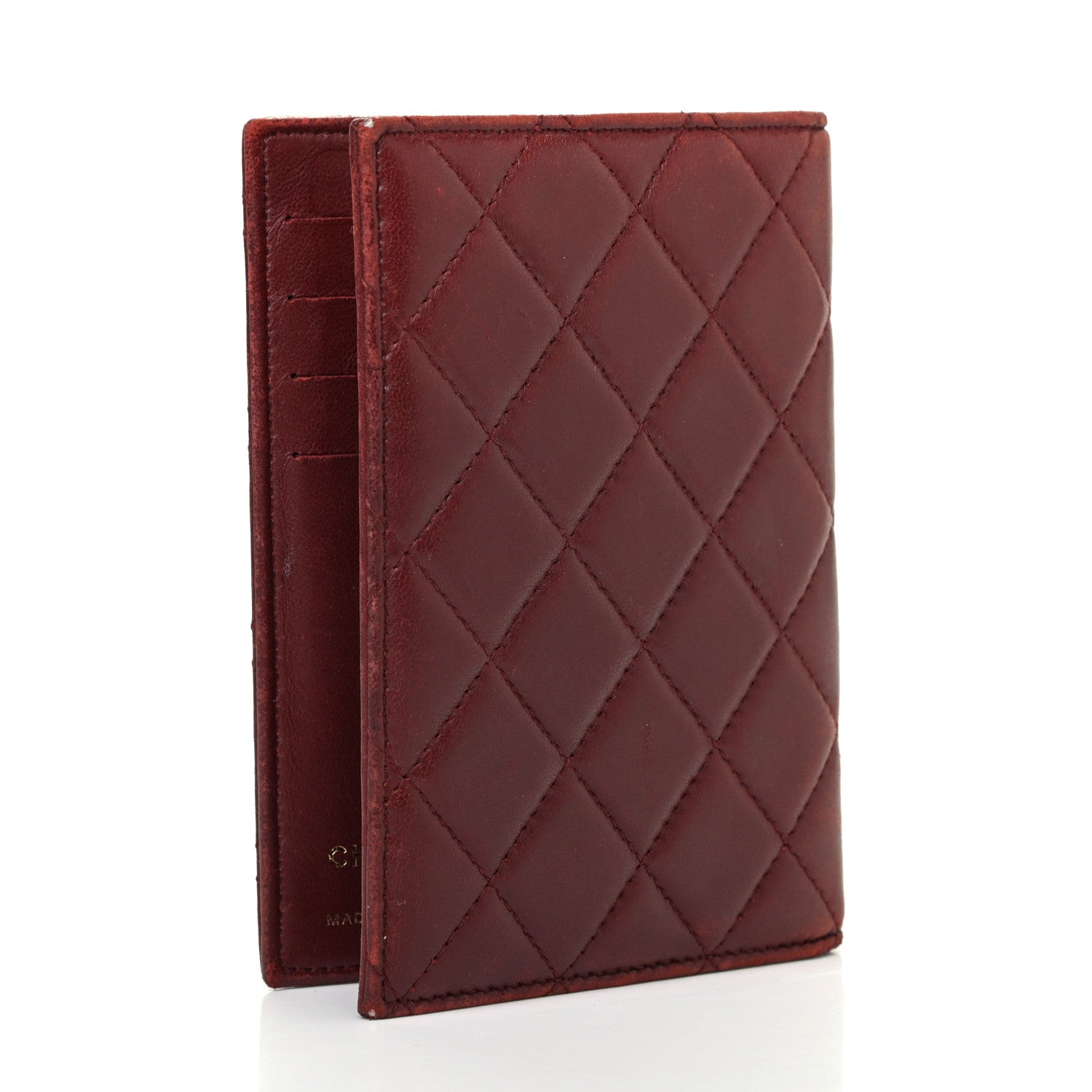 Chanel Lambskin Quilted Passport Holder Burgundy 3 of 8