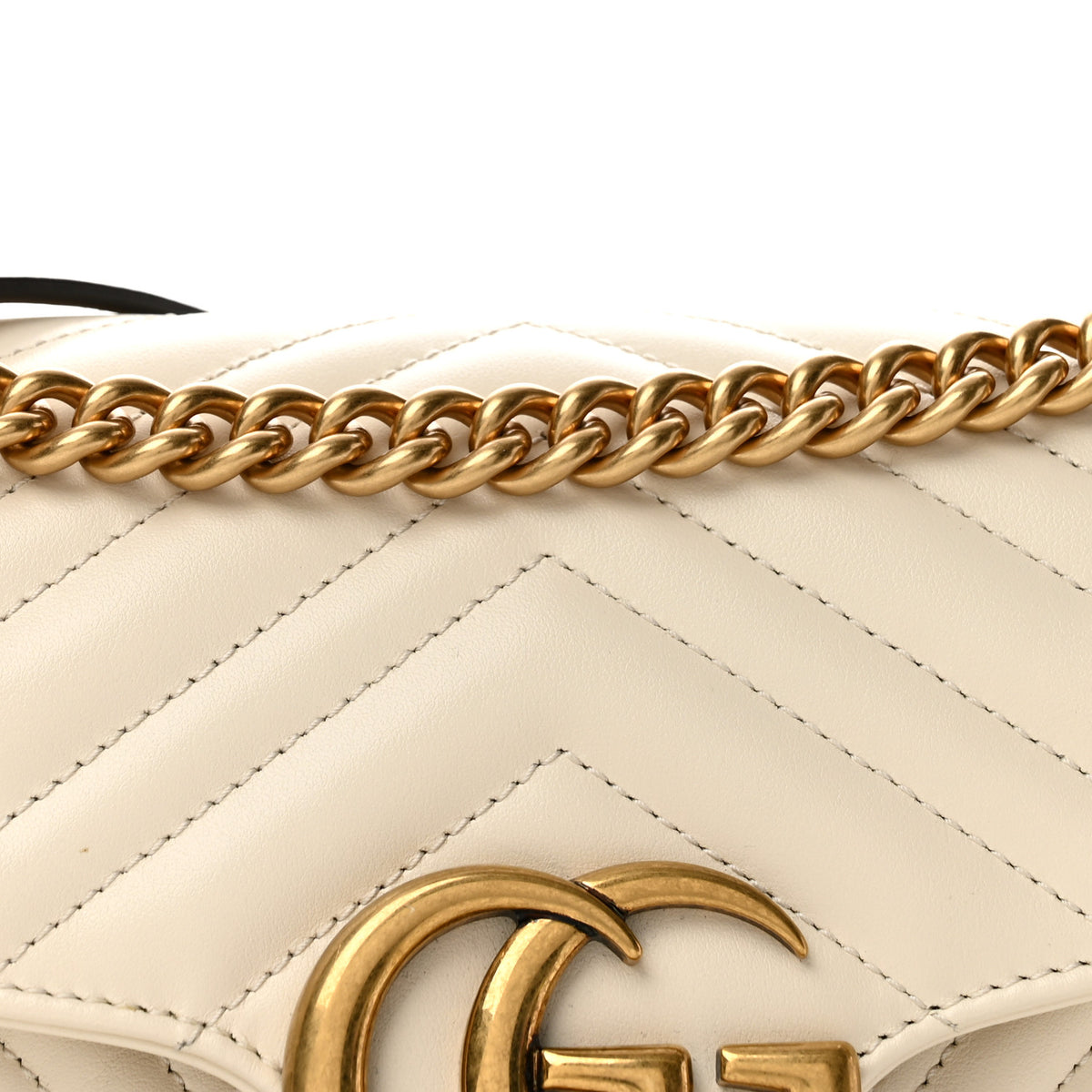 Gucci Calfskin Matelasse Small GG Marmont Shoulder Bag White 8 of 10