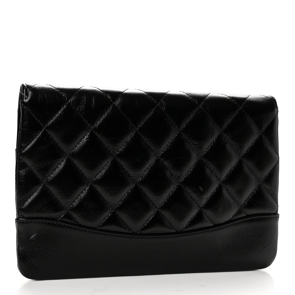 Shiny Lambskin Quilted 31 Clutch Black