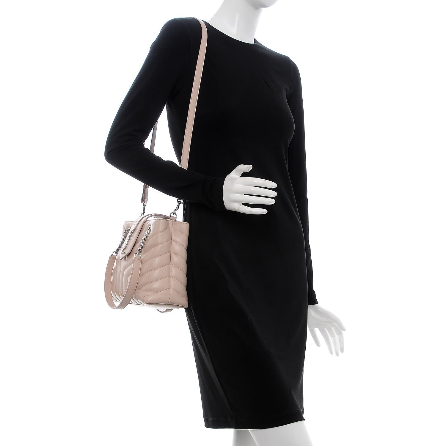 Saint Laurent Calfskin Y Quilted Monogram Small Loulou Shopper Marble Pink 2 of 9