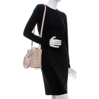 Saint Laurent Calfskin Y Quilted Monogram Small Loulou Shopper Marble Pink 2 of 9