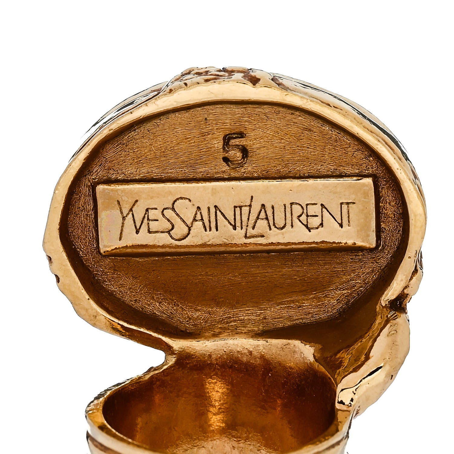 Saint Laurent Glass Cabochon Arty Ovale Ring 49 5 Gold Lapis 4 of 4