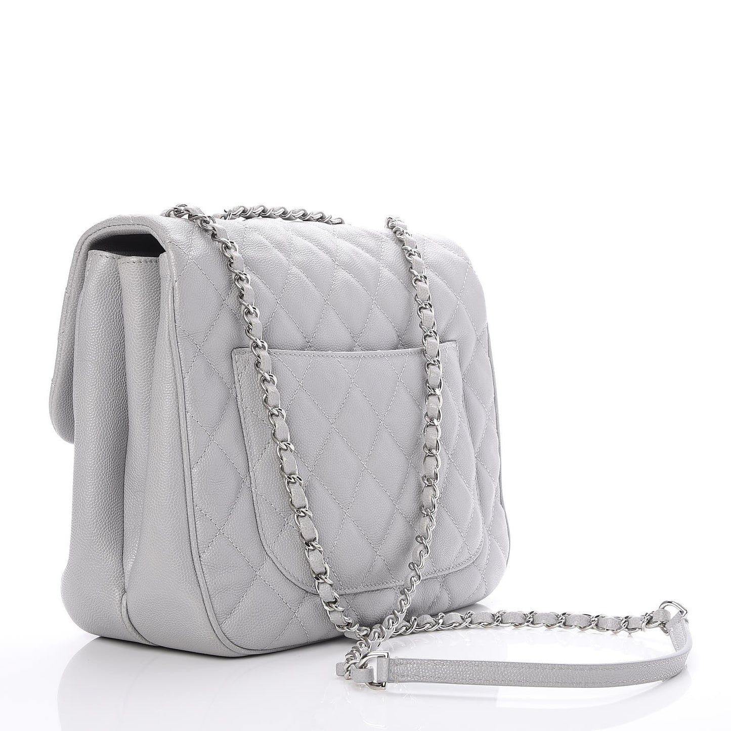 Caviar Quilted Large Urban Companion Flap Grey