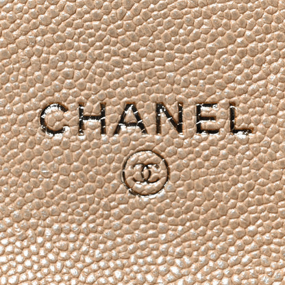 Chanel Iridescent Caviar Quilted Flap Card Holder On Chain Beige 6 of 10