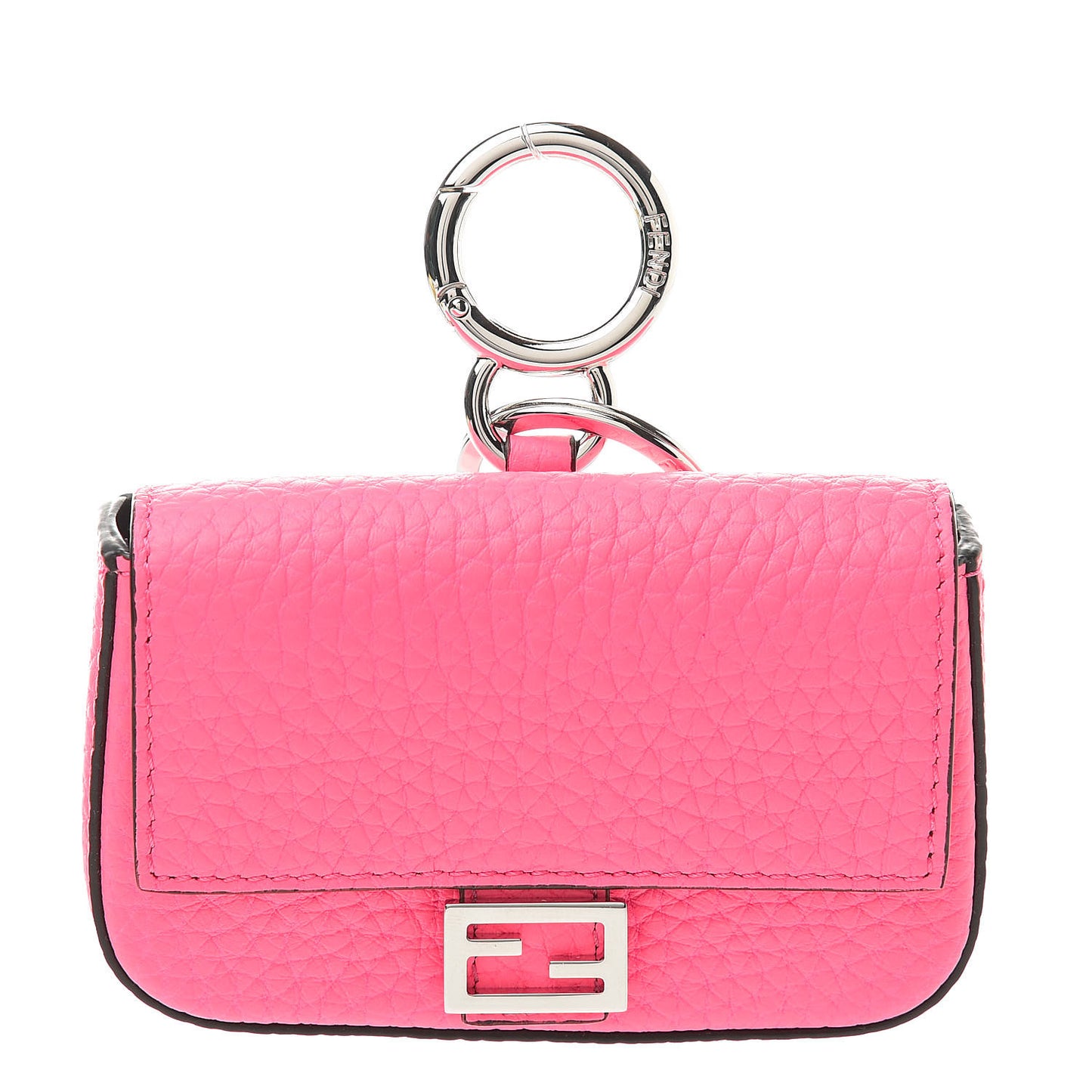 Cuoio Romano Micro Baguette Charm Rosa Fluo