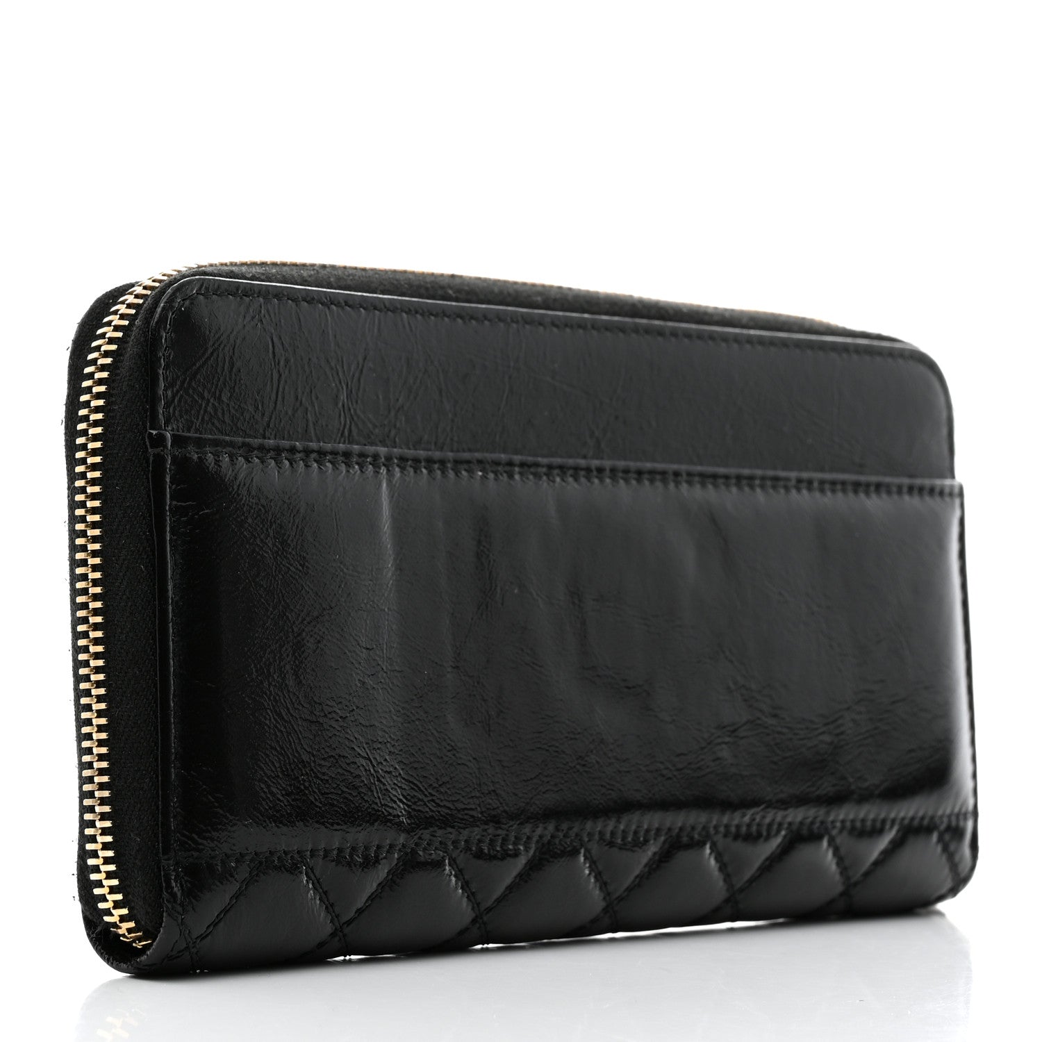 Chanel Shiny Aged Calfskin Quilted CC Wallet Black 3 of 10