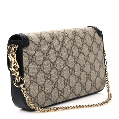 Gucci GG Supreme Monogram Azalea Calfskin Horsebit 1955 Mini Bag Beige Black 3 of 10