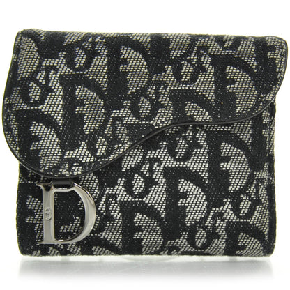 Christian Dior Canvas Diorissimo Compact Saddle Wallet 1 of 7
