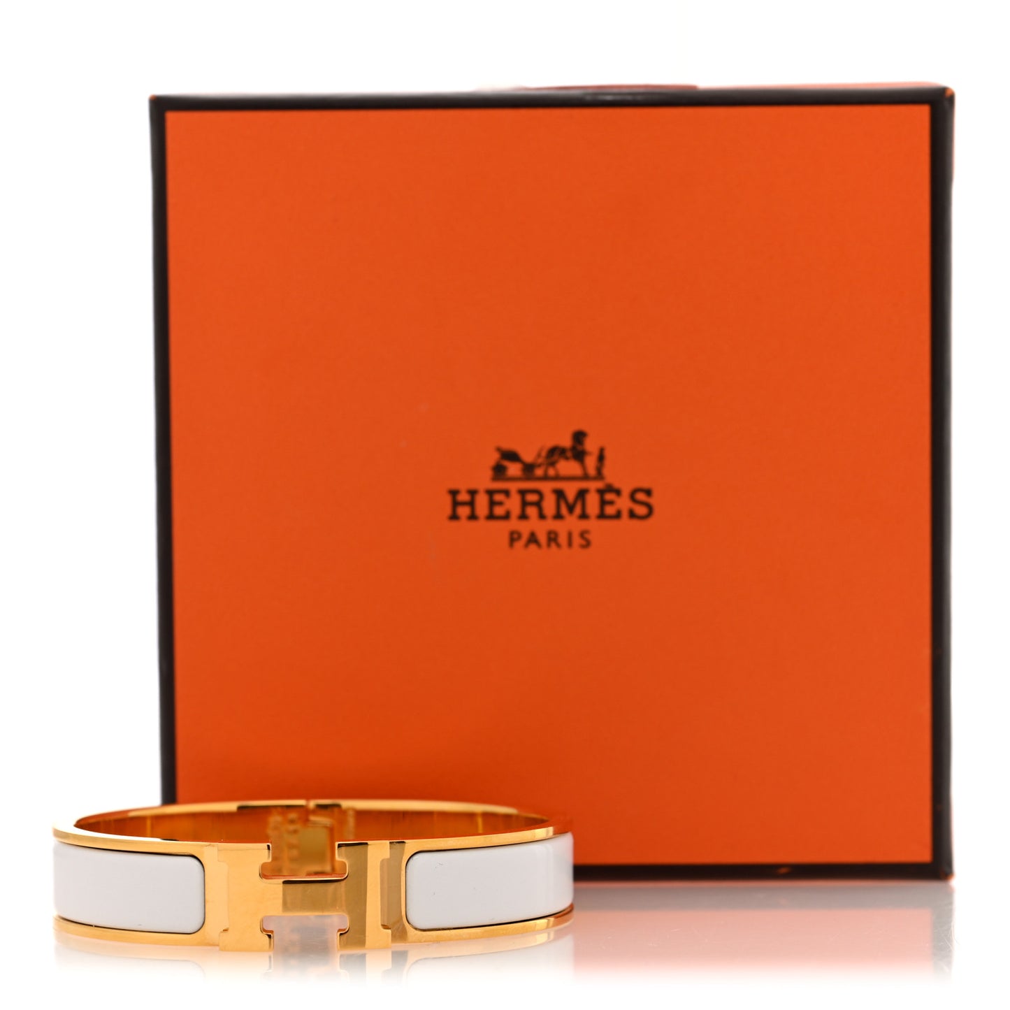 Enamel Narrow Clic Clac H Bracelet PM White