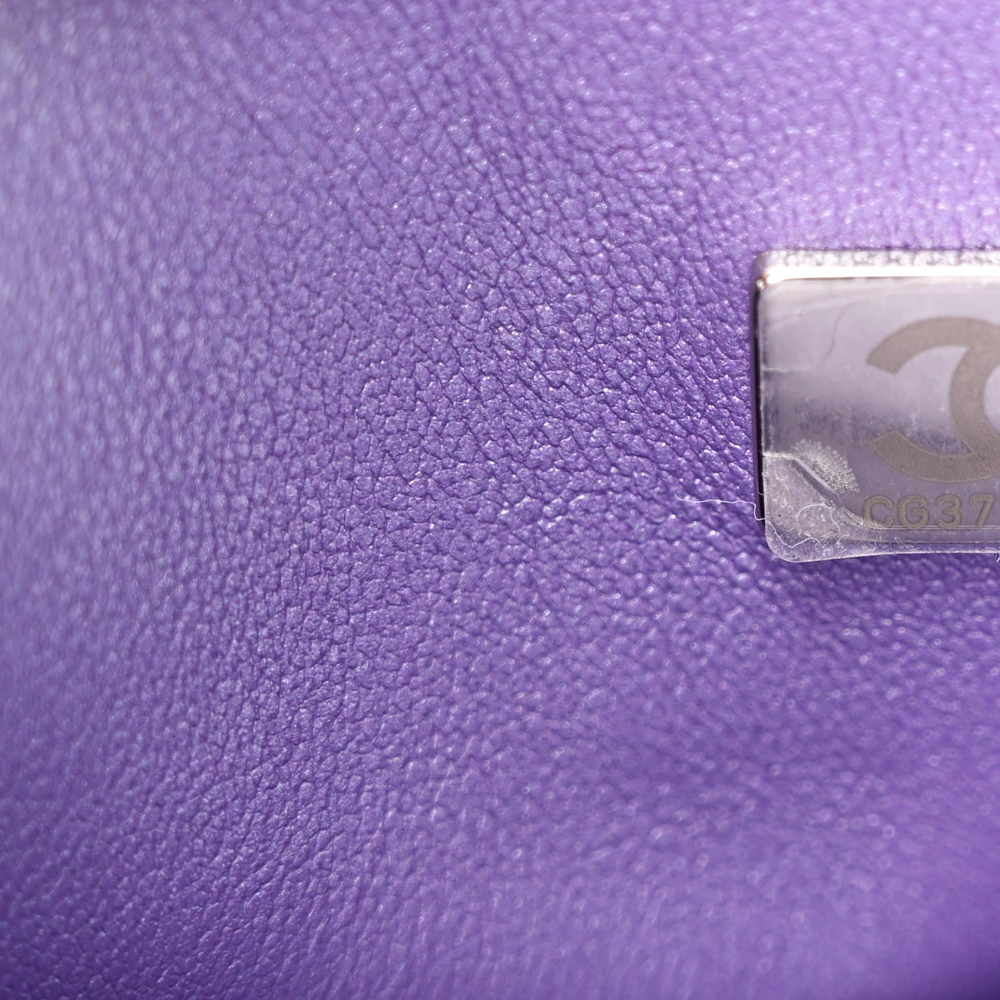 Metallic Lambskin Quilted Medium Double Flap Purple