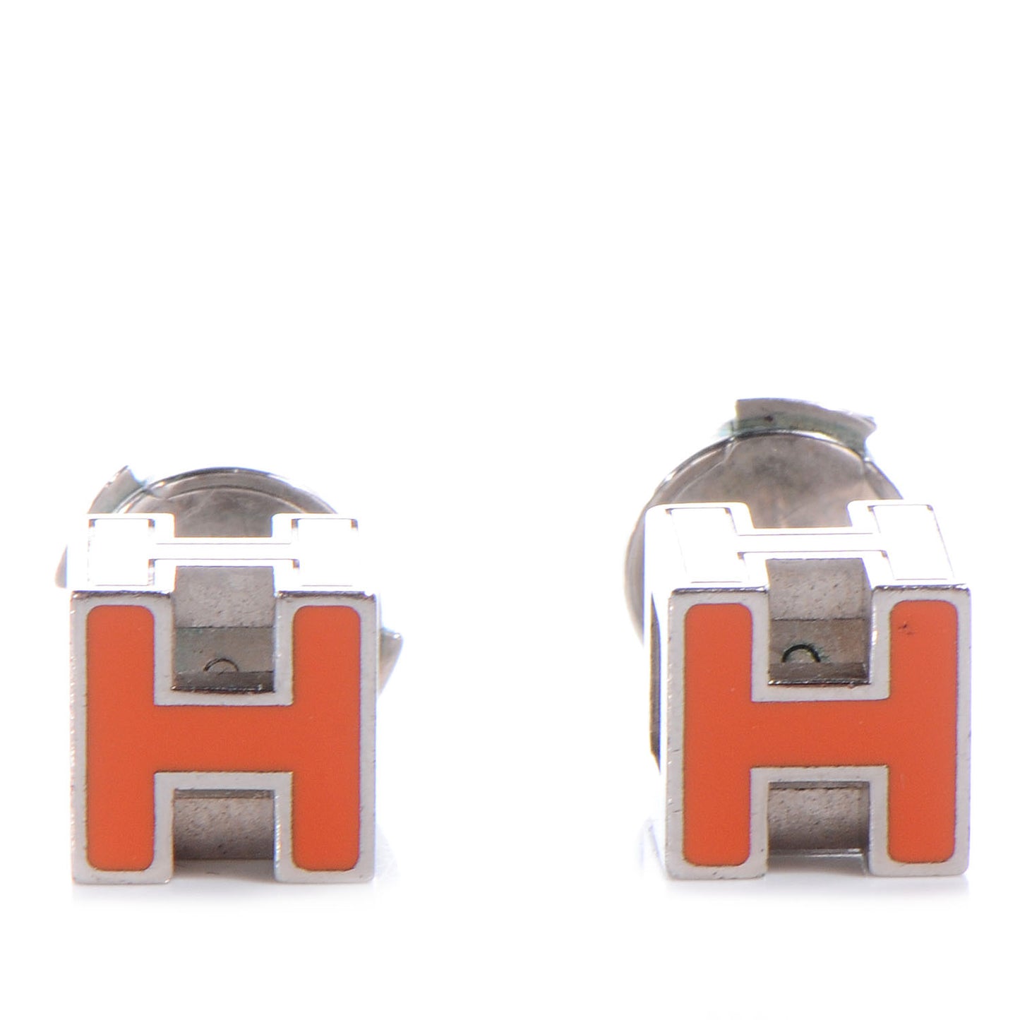 Enamel Cage d'H Earrings Orange
