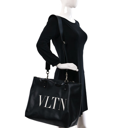 Valentino Garavani Calfskin VLNT Print Rockstud Top Handle Messenger Tote Black 2 of 8