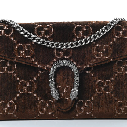 Gucci Velvet GG Monogram Mini Dionysus Chain Wallet Brown 8 of 11