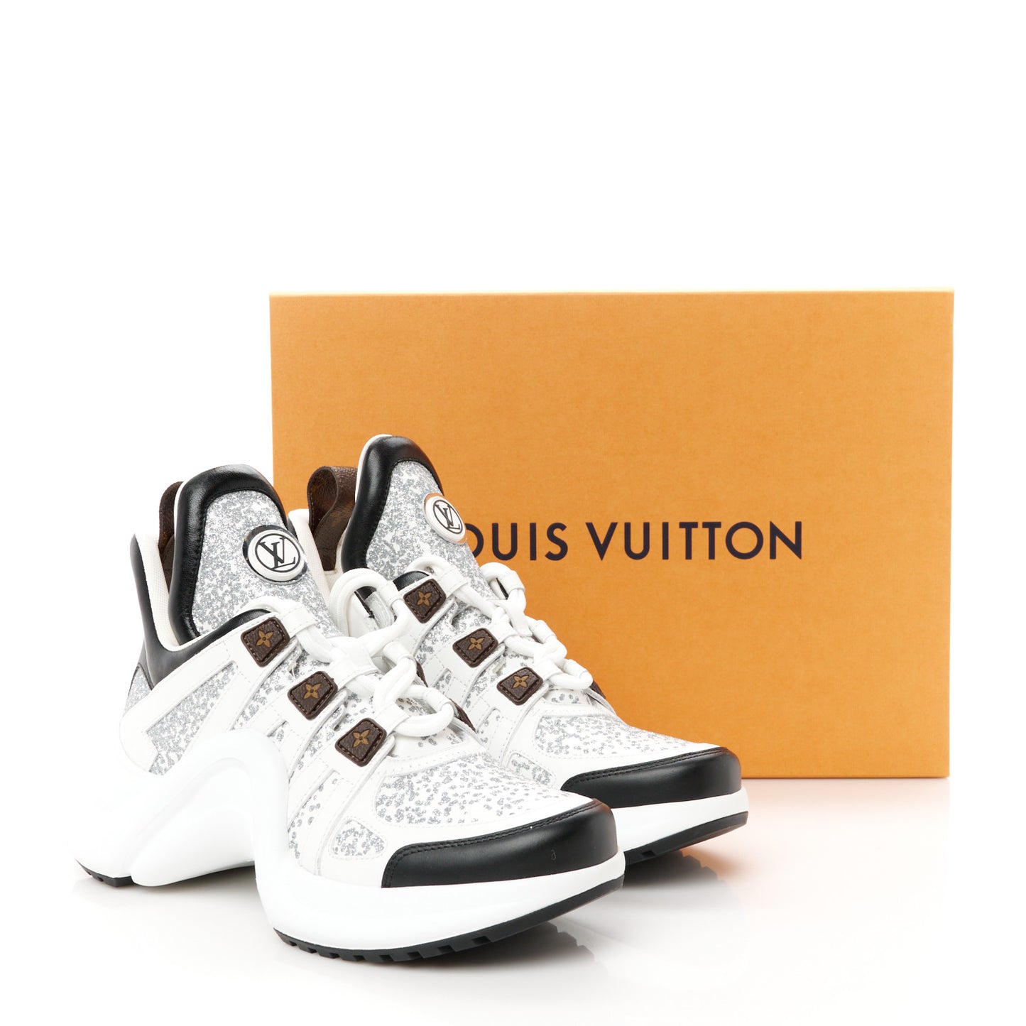Calfskin Glitter LV Archlight Sneaker 38 White