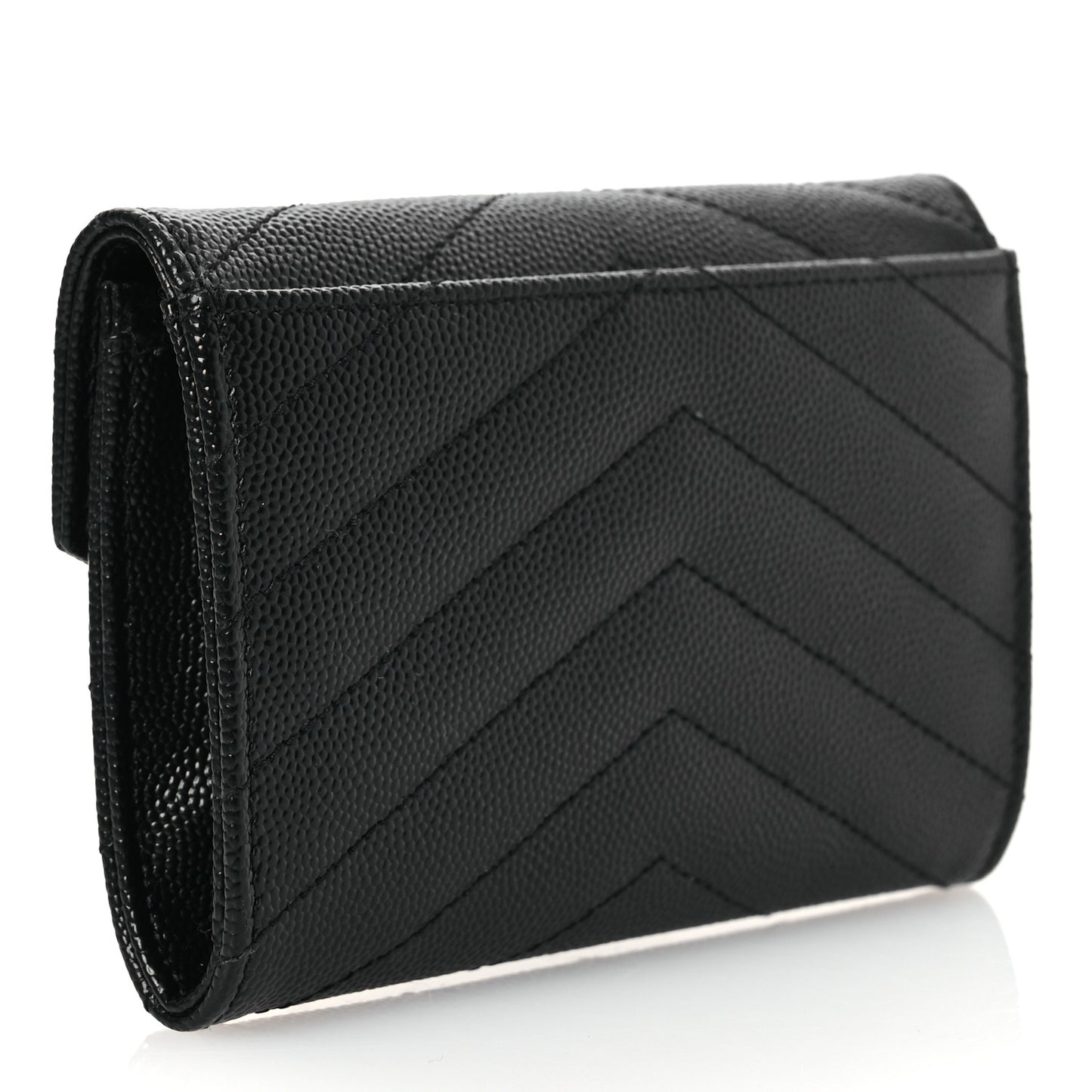 Grain De Poudre Matelasse Chevron Small Monochrome Monogram Envelope Wallet Black