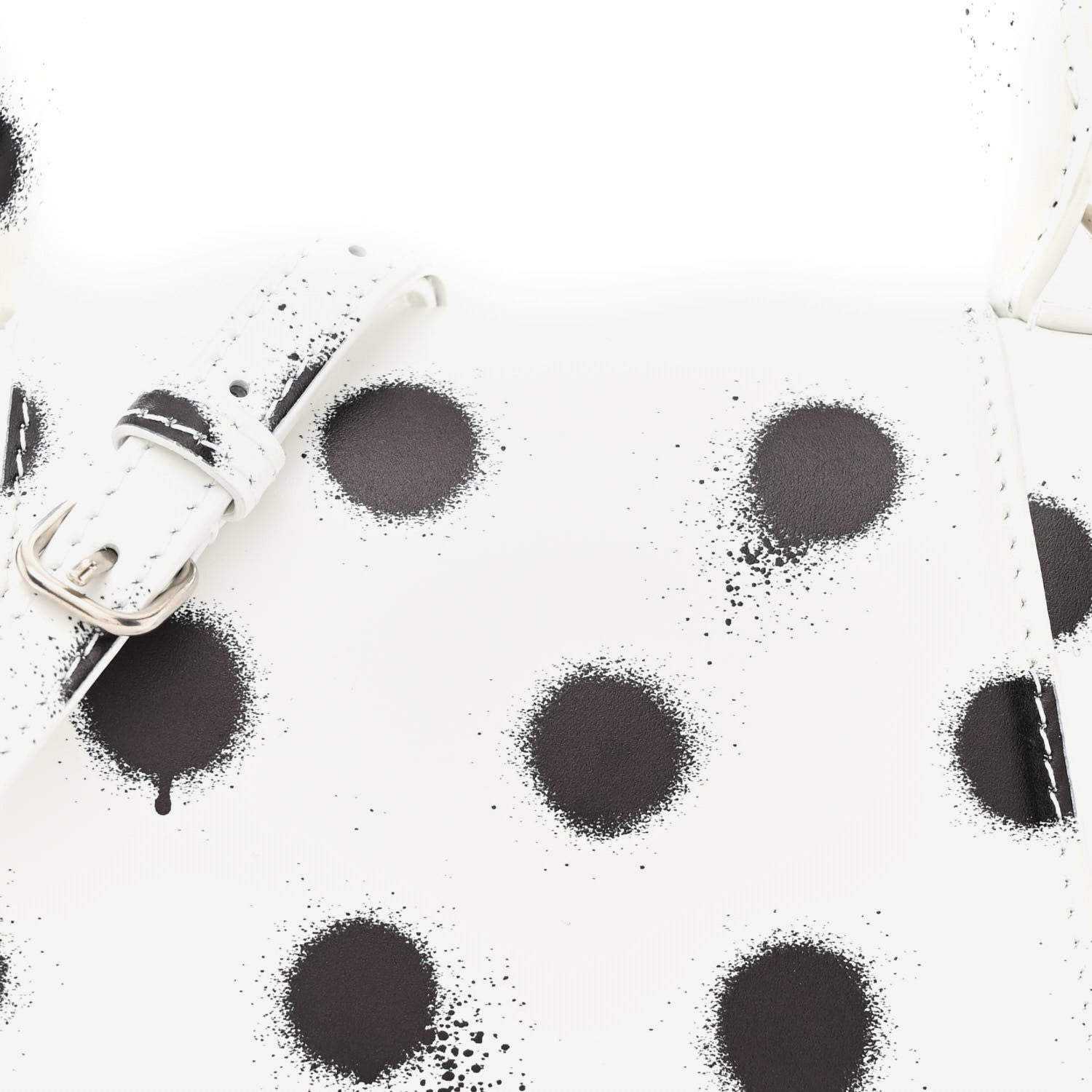 Balenciaga Smooth Calfskin Spray Polka Dot Small Hourglass Top Handle Bag White Black 8 of 10