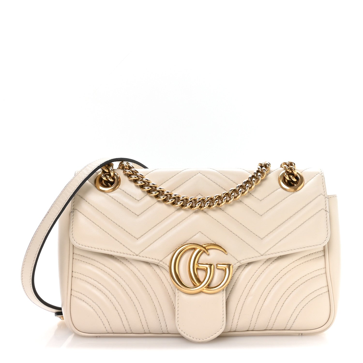 Gucci Calfskin Matelasse Small GG Marmont Shoulder Bag White 1 of 11