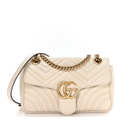 Gucci Calfskin Matelasse Small GG Marmont Shoulder Bag White 1 of 11