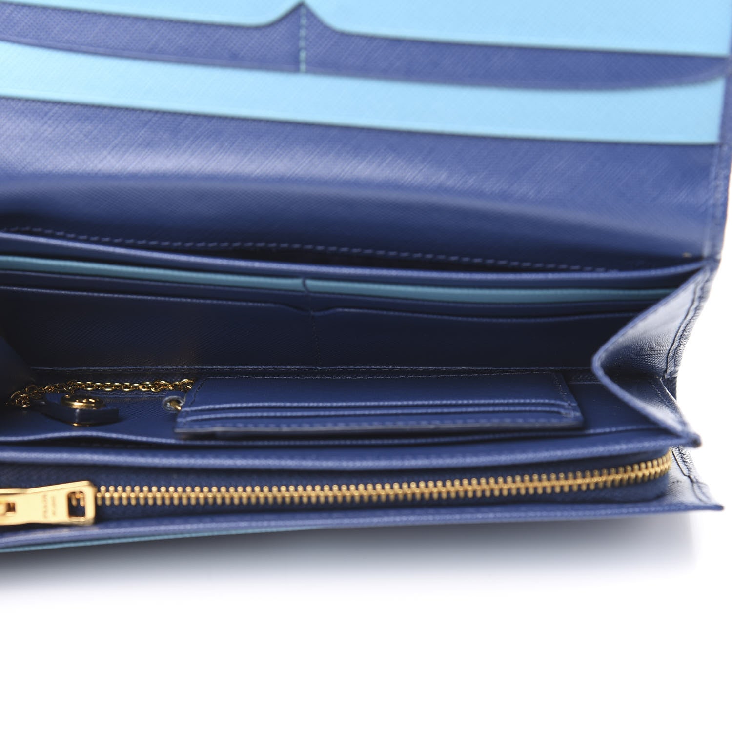 Prada Saffiano Metal Continental Flap Travel Wallet Bluette 5 of 9