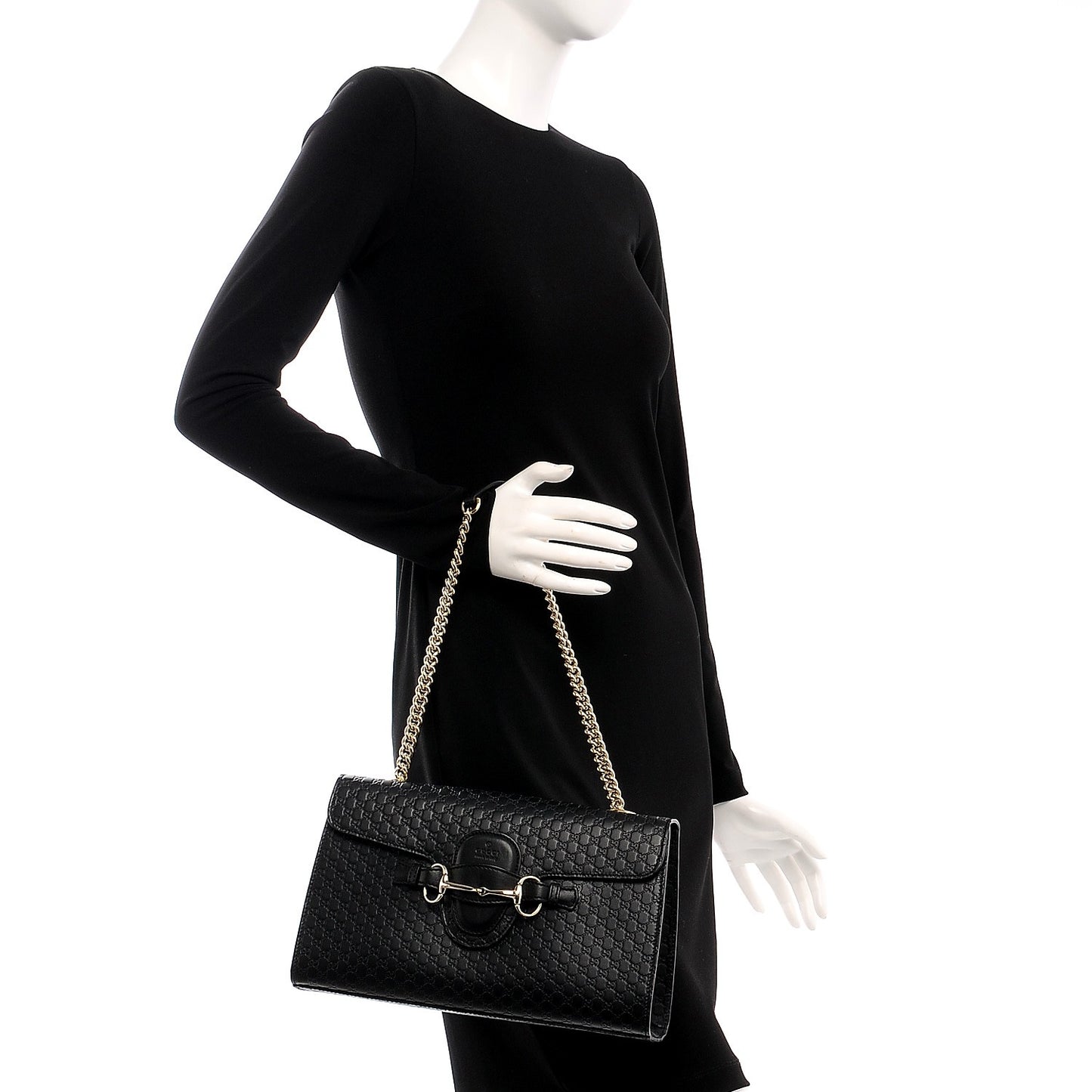 Microguccissima Medium Emily Chain Shoulder Bag Black