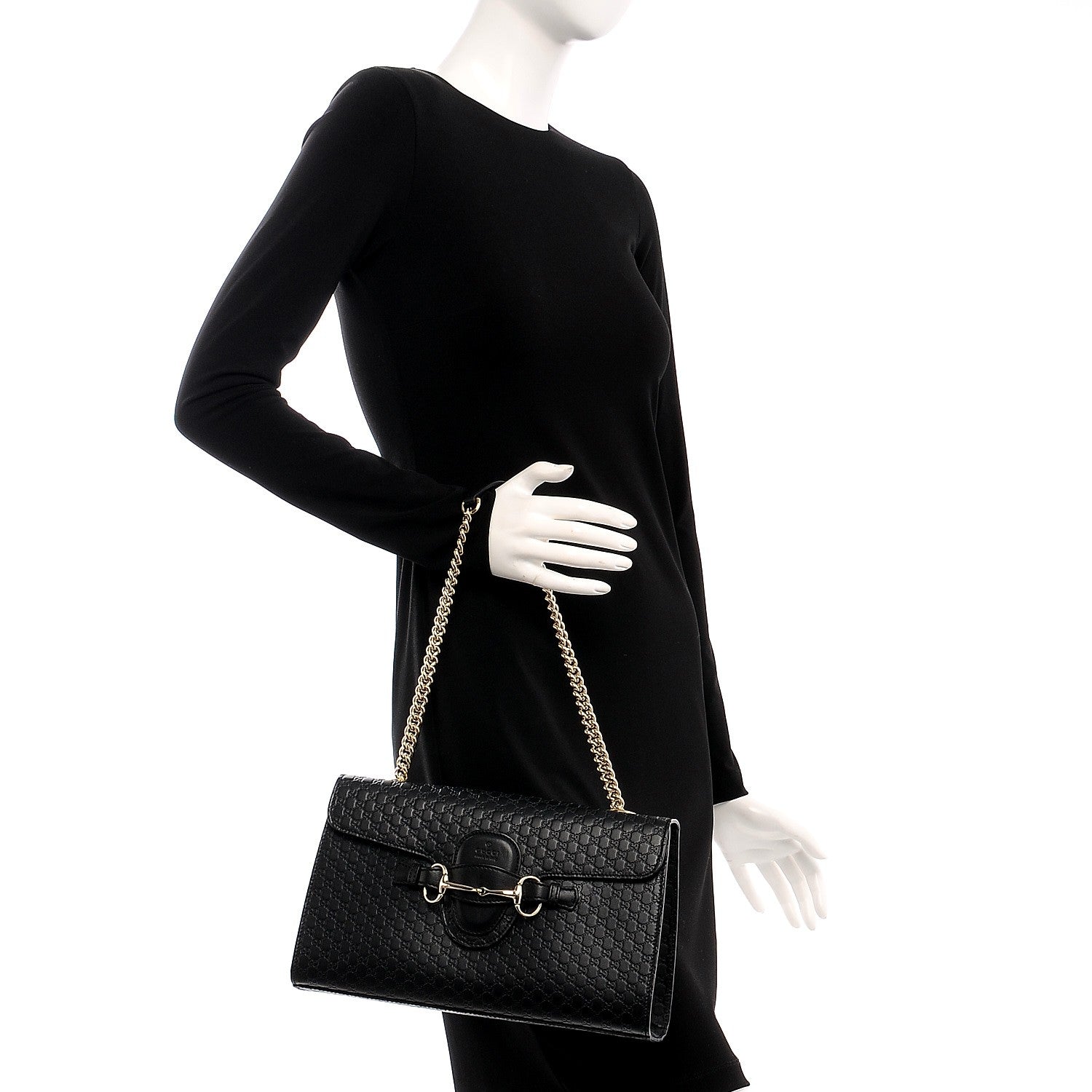 Gucci Microguccissima Medium Emily Chain Shoulder Bag Black 2 of 7