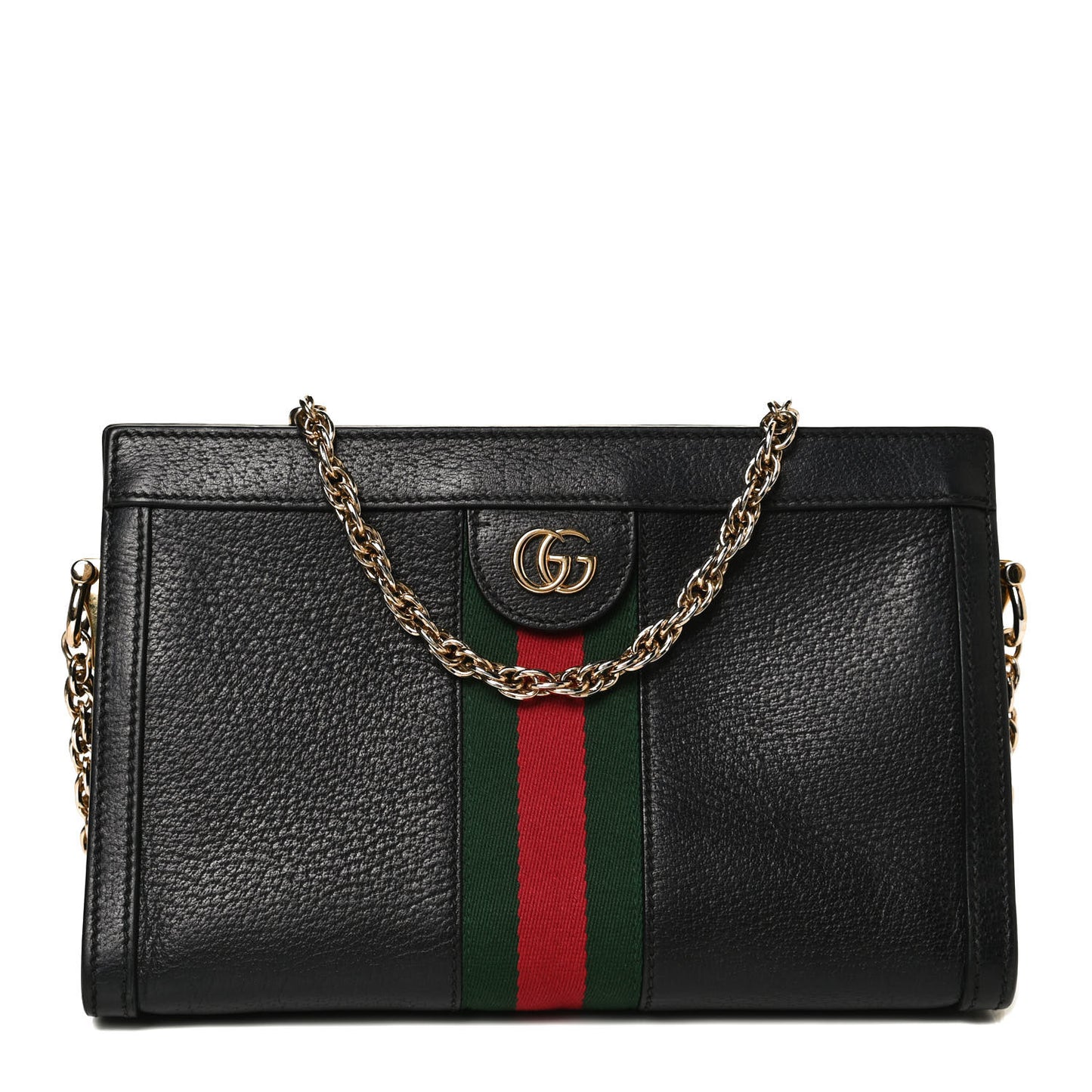 Calfskin GG Web Small Ophidia Chain Shoulder Bag Black
