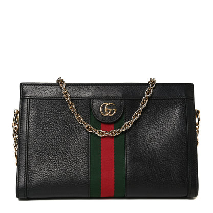 Gucci Calfskin GG Web Small Ophidia Chain Shoulder Bag Black 1 of 11