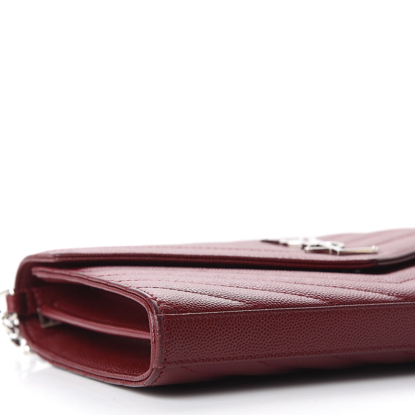 Grain De Poudre Matelasse Chevron Monogram Chain Wallet Palissandre