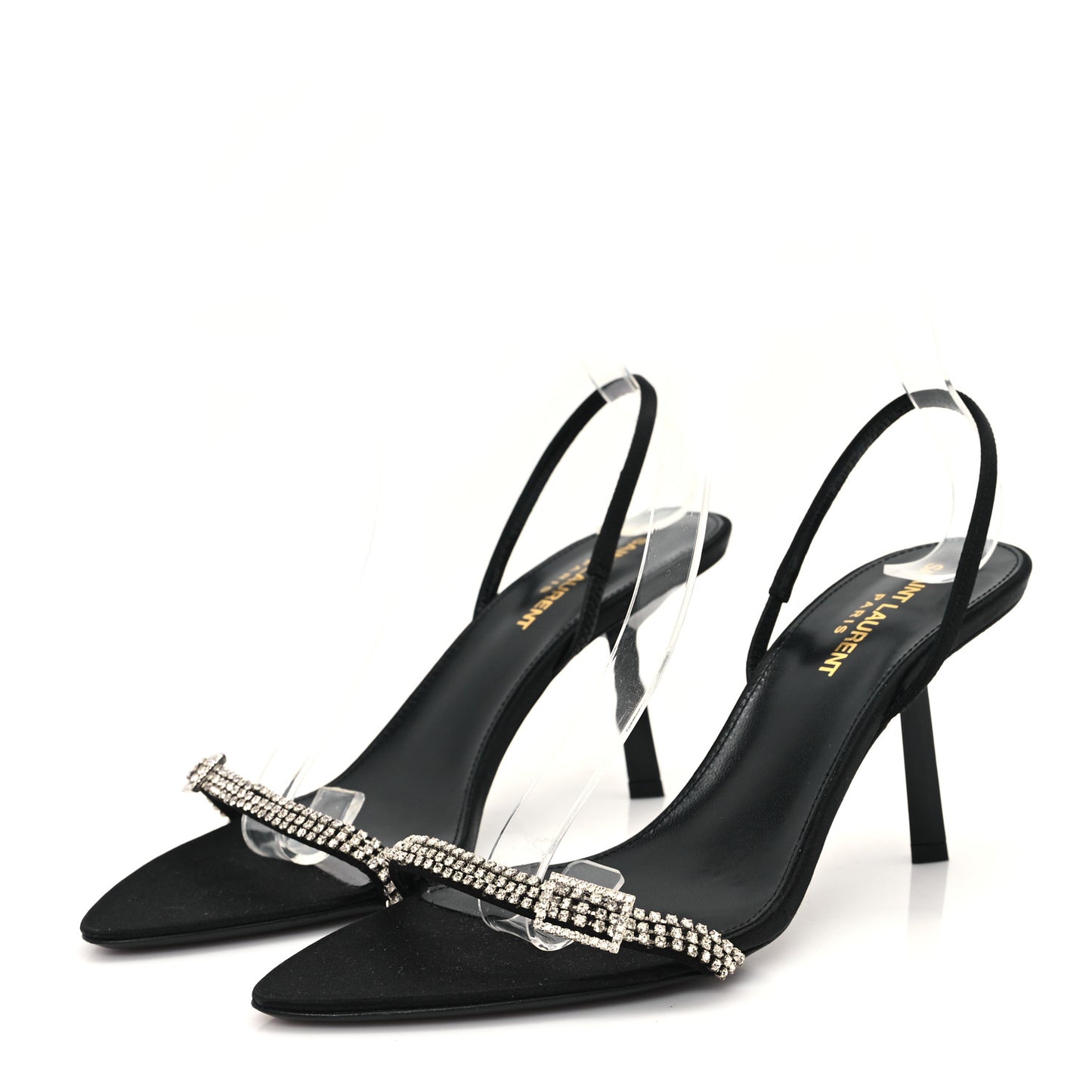 Crepe Satin Rendez Vous Slingback Sandals  38 Black