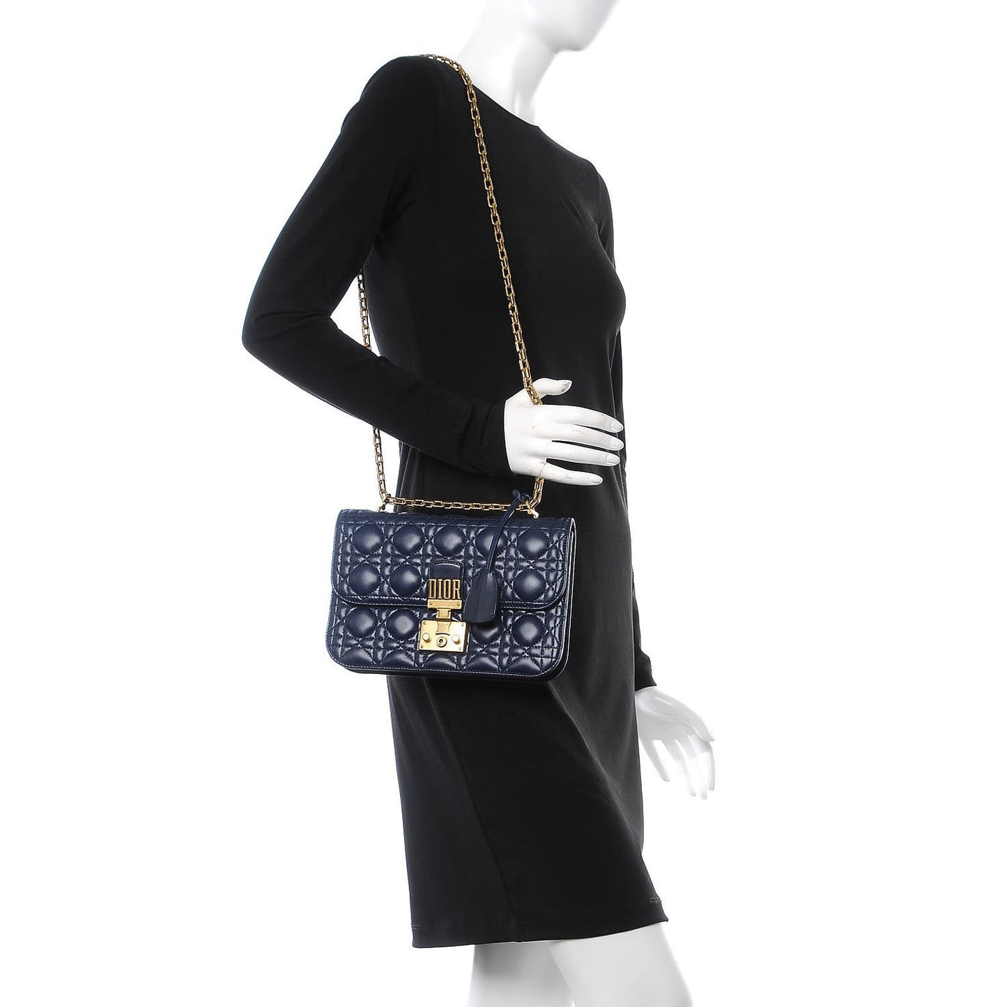 Lambskin Cannage Large Dioraddict Flap Bag Indigo Blue