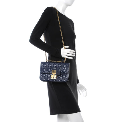 Christian Dior Lambskin Cannage Large Dioraddict Flap Bag Indigo Blue 2 of 8
